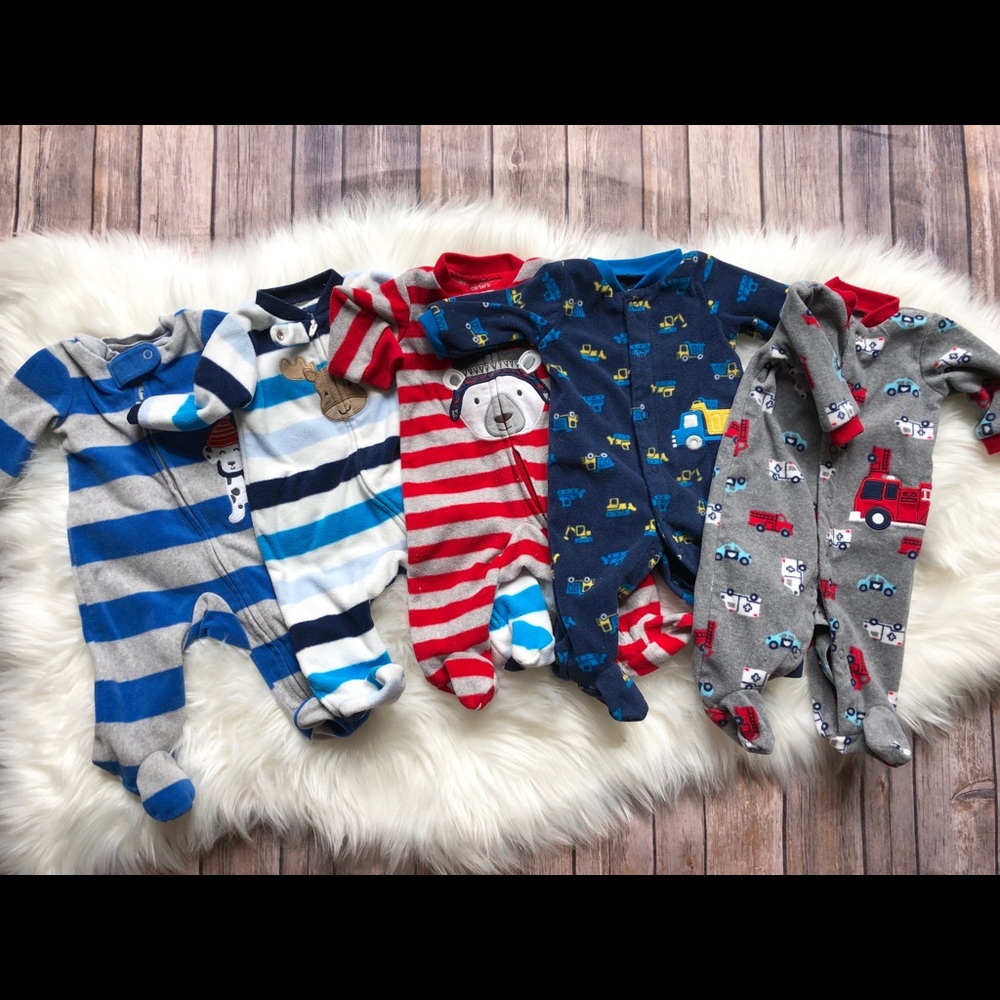 5 fleece newborn pajamas